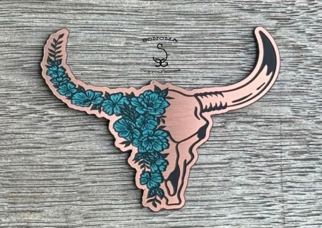 Floral Bull Skull Contour - 5 colors - LoneStar Adhesive