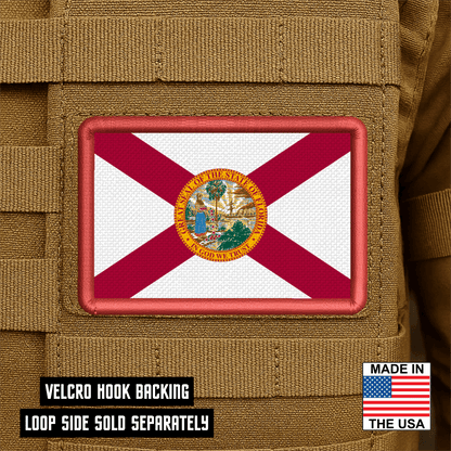 Florida State Flag Patch 2"x3" Hook & Loop | Made in USA | Pro - Print Full Color & Tactical Options - LoneStar Adhesive