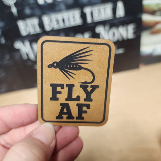 Fly AF (Saddle Tan) Engraved Leatherette Hat Patch - MR01 - LoneStar Adhesive