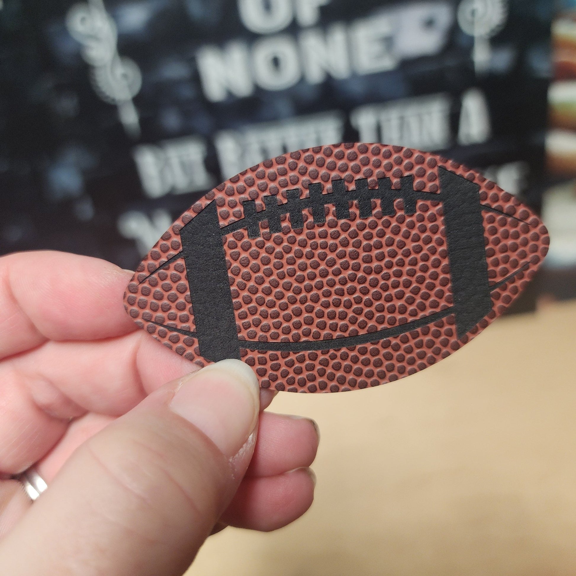 Football Engraved Leatherette Hat Patch - MR01 - LoneStar Adhesive