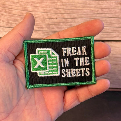 Freak In The Sheets Funny CPA Morale Patch, 2x3" | Made in USA | VELCRO® Brand Hook Backing - LoneStar Adhesive