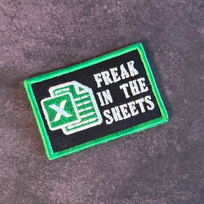 Freak In The Sheets Funny CPA Morale Patch, 2x3" | Made in USA | VELCRO® Brand Hook Backing - LoneStar Adhesive