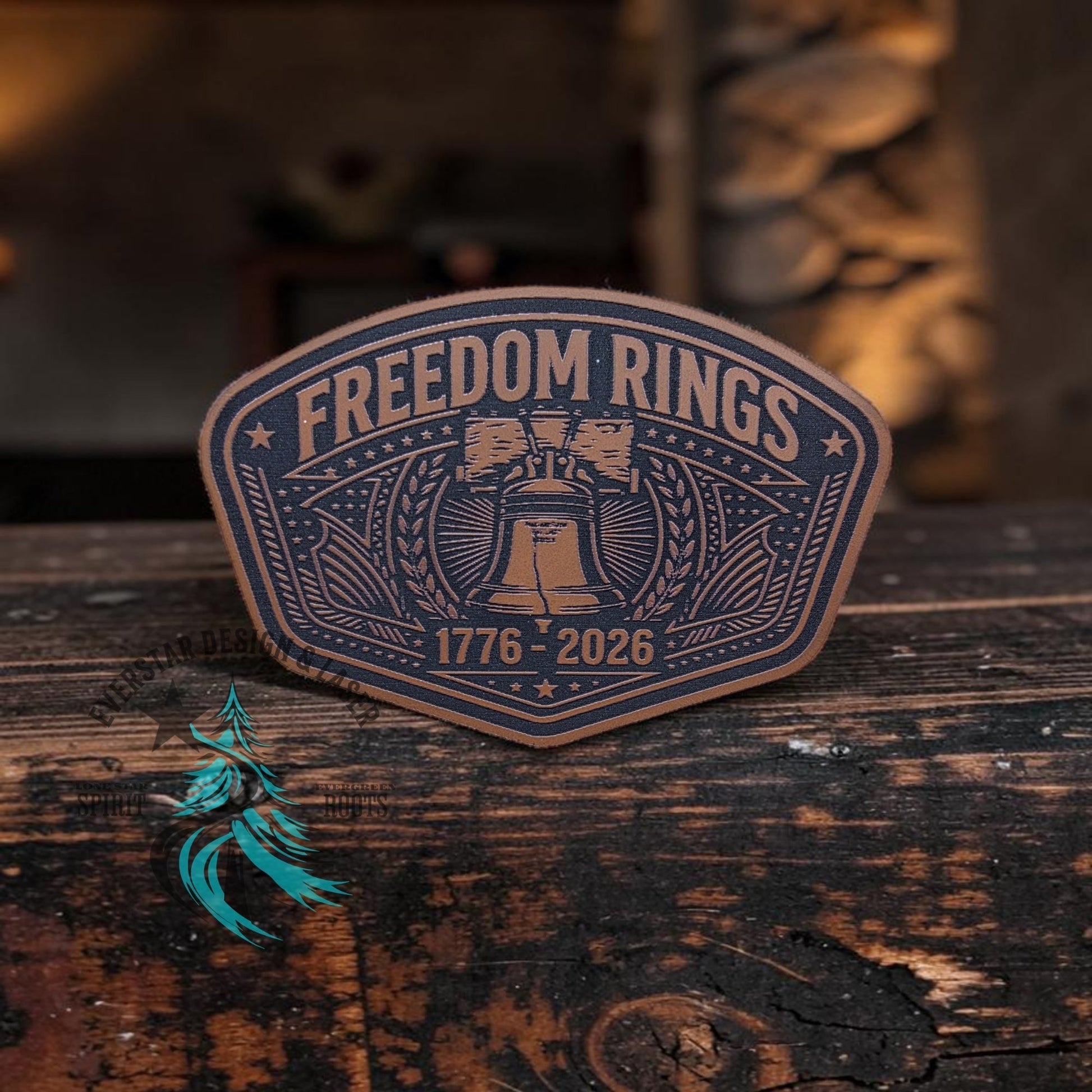 Freedom Rings 250 Years Leather Patch - LoneStar Adhesive