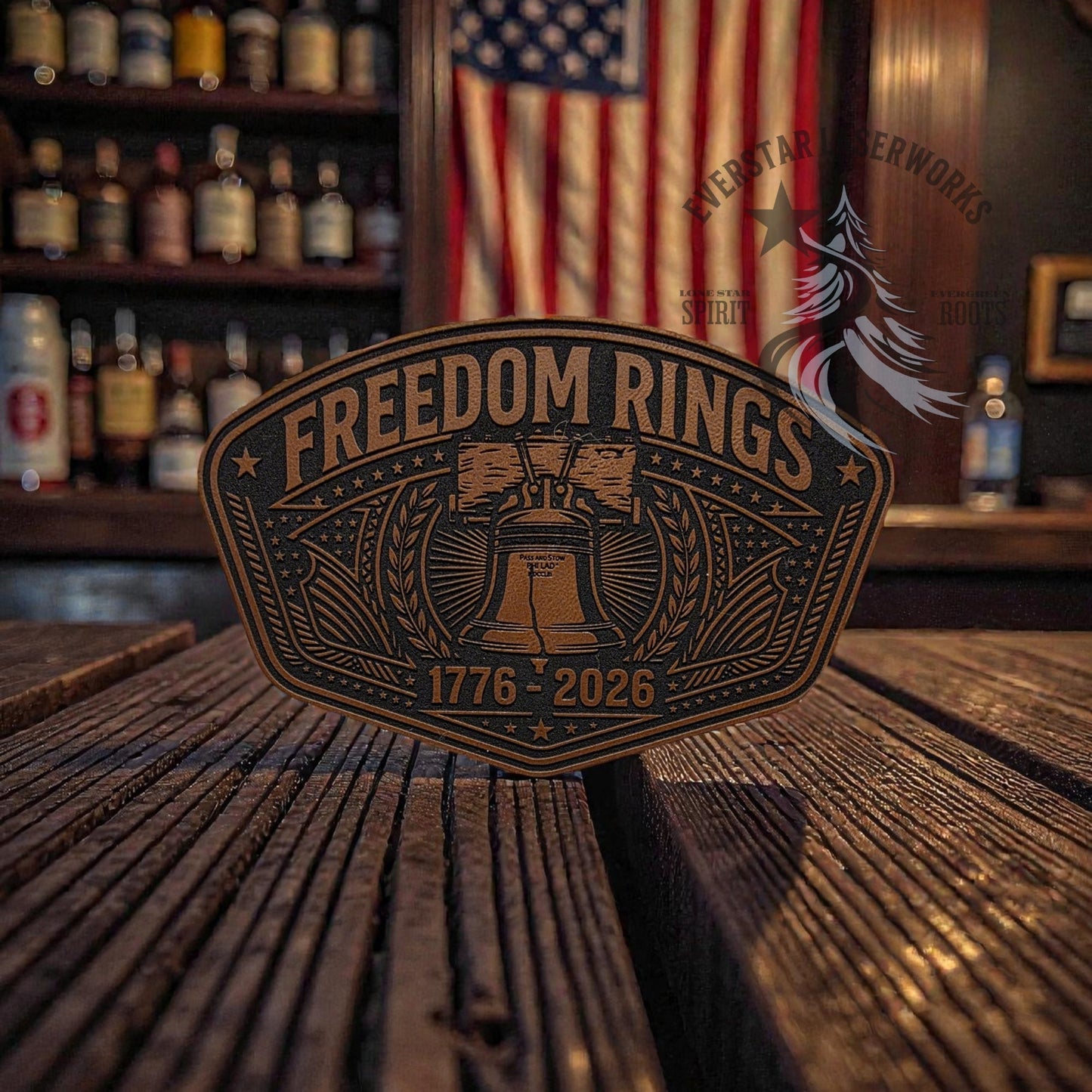 Freedom Rings 250 Years Leather Patch - LoneStar Adhesive