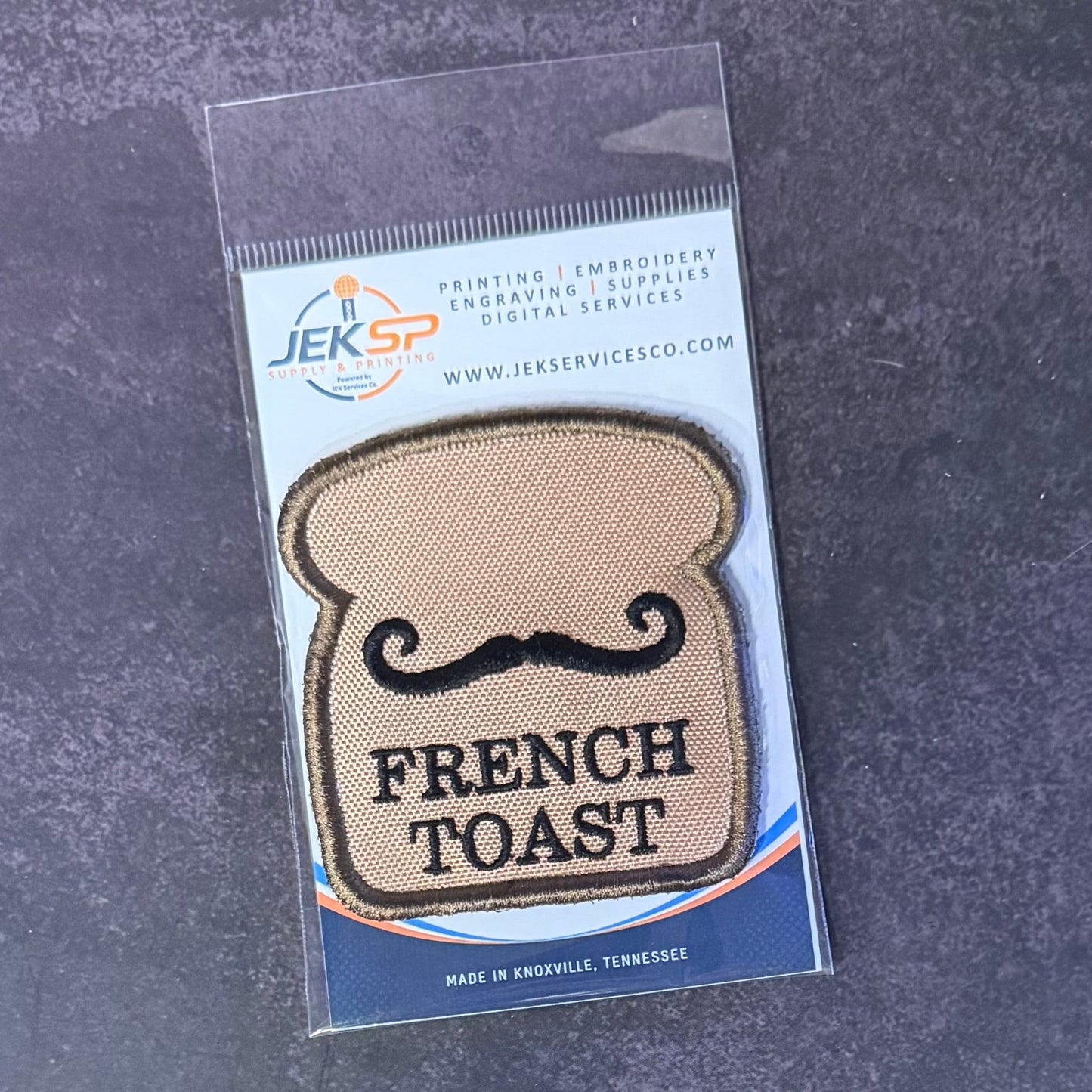 French Toast Funny Morale Patch, 2.8x3" | Made in USA | VELCRO® Brand Hook Backing - LoneStar Adhesive