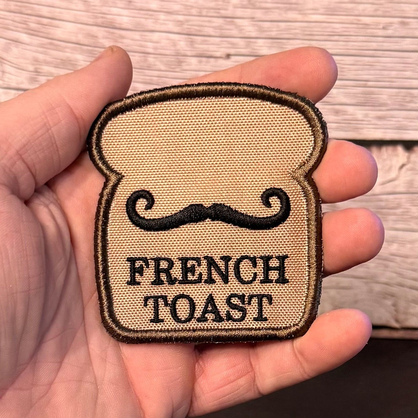 French Toast Funny Morale Patch, 2.8x3" | Made in USA | VELCRO® Brand Hook Backing - LoneStar Adhesive