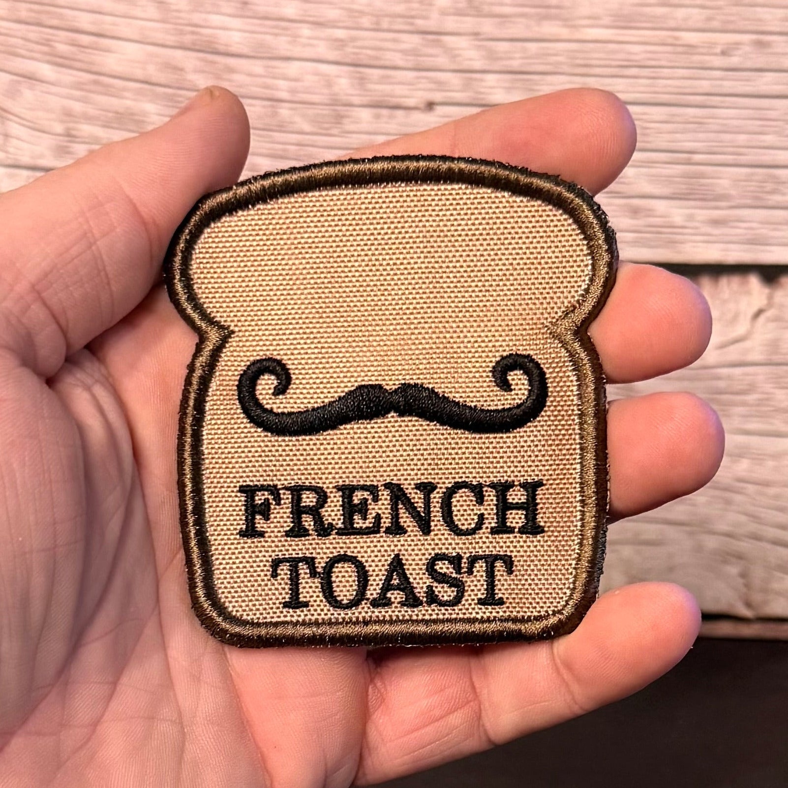 French Toast Funny Morale Patch, 2.8x3" | Made in USA | VELCRO® Brand Hook Backing - LoneStar Adhesive