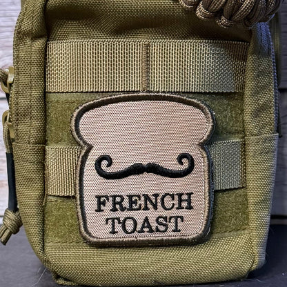 French Toast Funny Morale Patch, 2.8x3" | Made in USA | VELCRO® Brand Hook Backing - LoneStar Adhesive