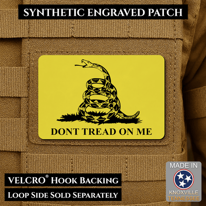 Gadsden Flag “Don’t Tread on Me” Engraved Morale Patch – 2” x 3” Hook & Loop Tactical Patch | Made in USA - LoneStar Adhesive