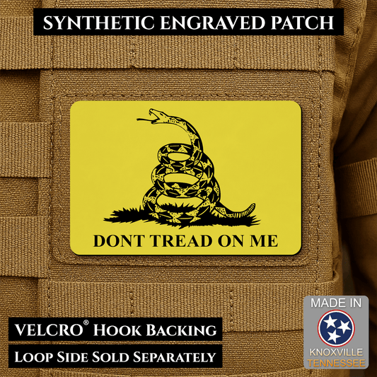 Gadsden Flag “Don’t Tread on Me” Engraved Morale Patch – 2” x 3” Hook & Loop Tactical Patch | Made in USA - LoneStar Adhesive