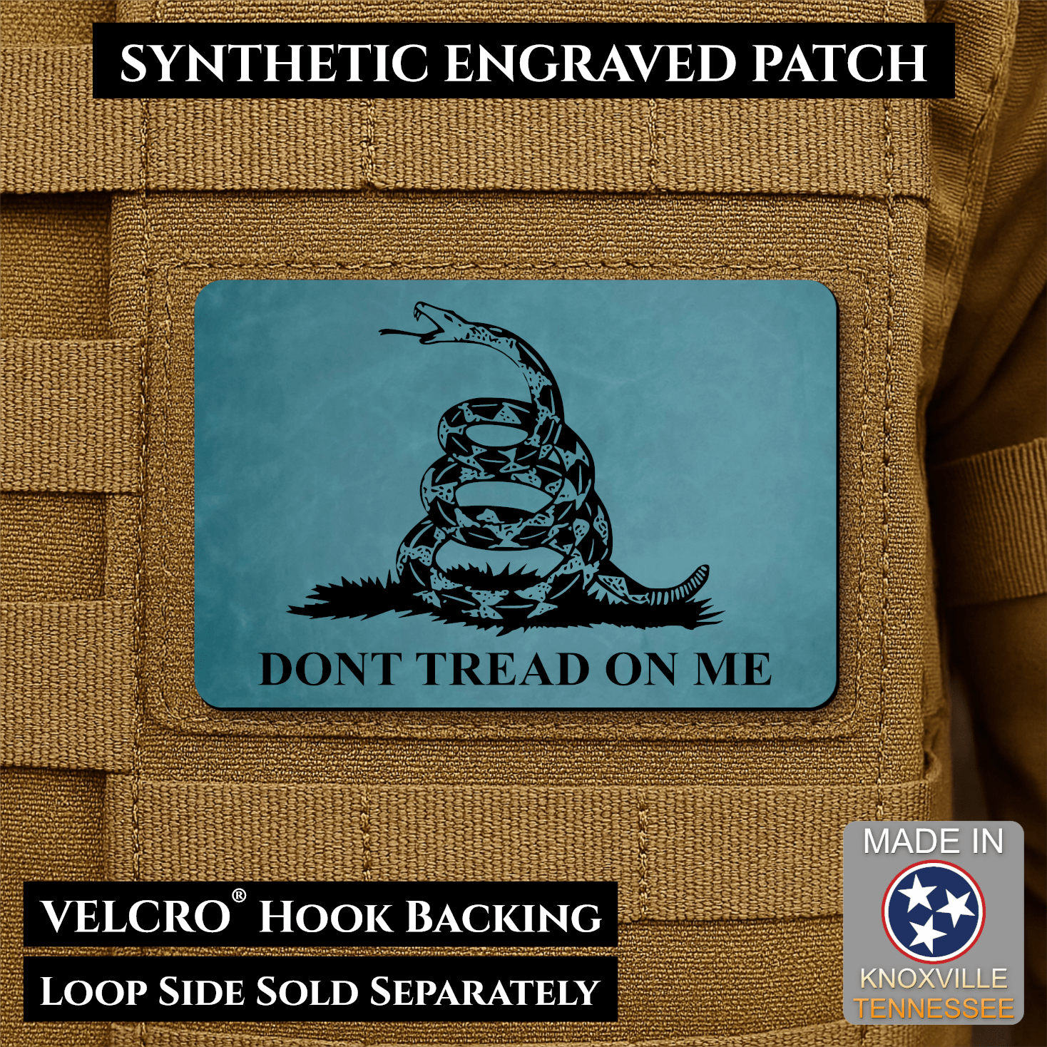 Gadsden Flag “Don’t Tread on Me” Engraved Morale Patch – 2” x 3” Hook & Loop Tactical Patch | Made in USA - LoneStar Adhesive