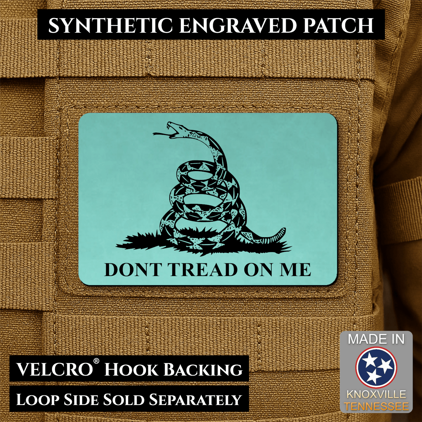 Gadsden Flag “Don’t Tread on Me” Engraved Morale Patch – 2” x 3” Hook & Loop Tactical Patch | Made in USA - LoneStar Adhesive