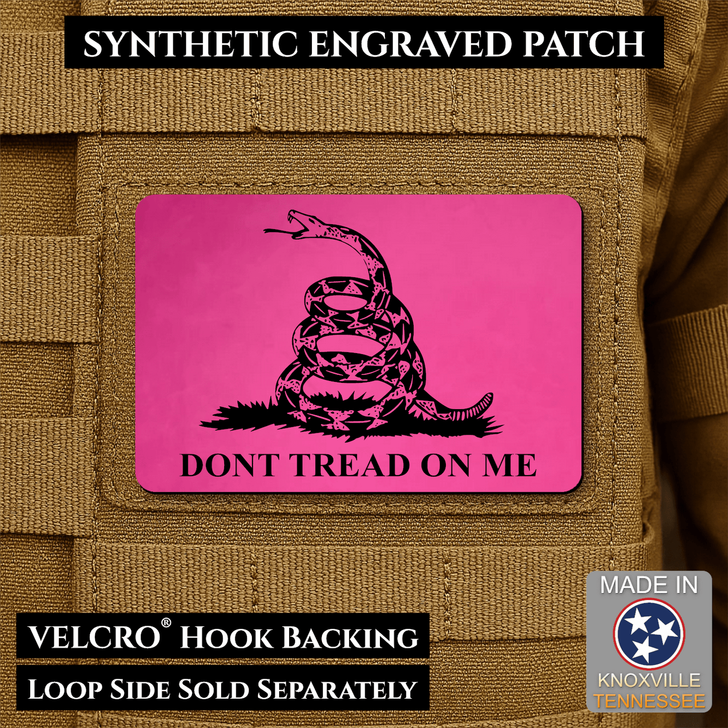 Gadsden Flag “Don’t Tread on Me” Engraved Morale Patch – 2” x 3” Hook & Loop Tactical Patch | Made in USA - LoneStar Adhesive