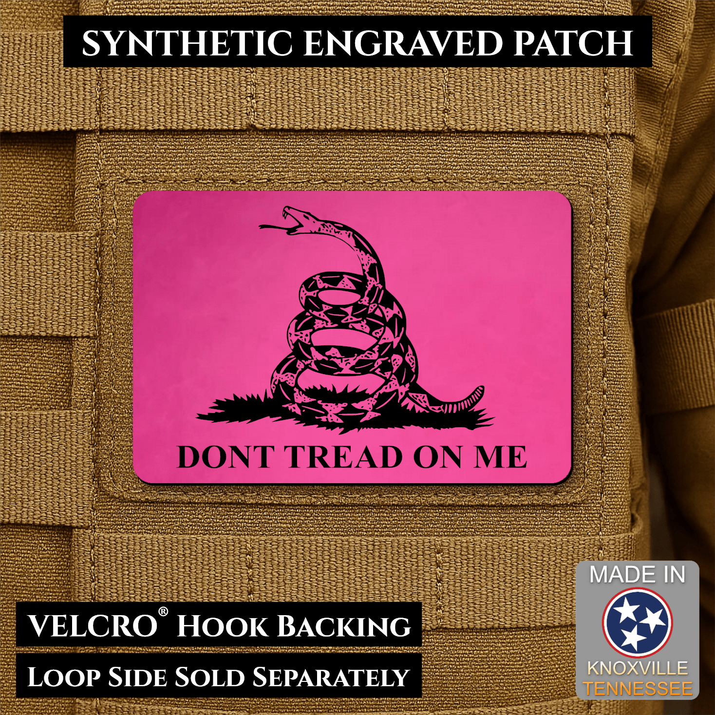 Gadsden Flag “Don’t Tread on Me” Engraved Morale Patch – 2” x 3” Hook & Loop Tactical Patch | Made in USA - LoneStar Adhesive