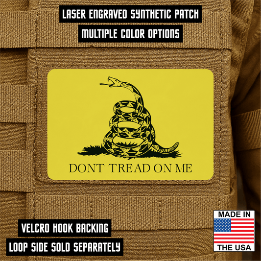 Gadsden Flag “Don’t Tread on Me” Engraved Morale Patch – 2” x 3” Hook & Loop Tactical Patch | Made in USA - LoneStar Adhesive