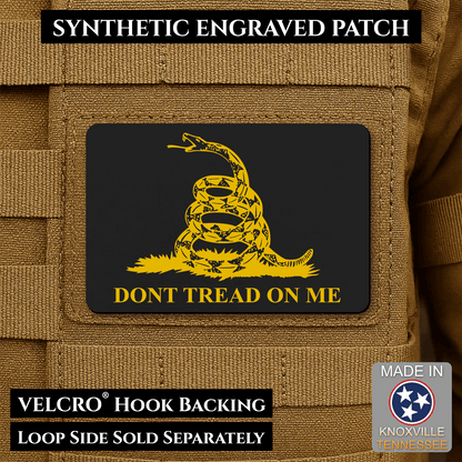 Gadsden Flag “Don’t Tread on Me” Engraved Morale Patch – 2” x 3” Hook & Loop Tactical Patch | Made in USA - LoneStar Adhesive