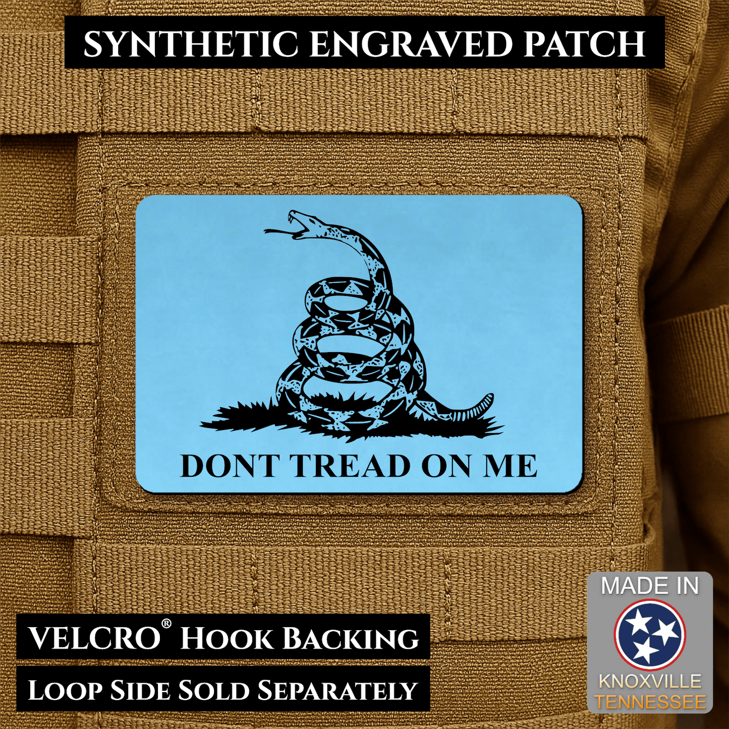 Gadsden Flag “Don’t Tread on Me” Engraved Morale Patch – 2” x 3” Hook & Loop Tactical Patch | Made in USA - LoneStar Adhesive