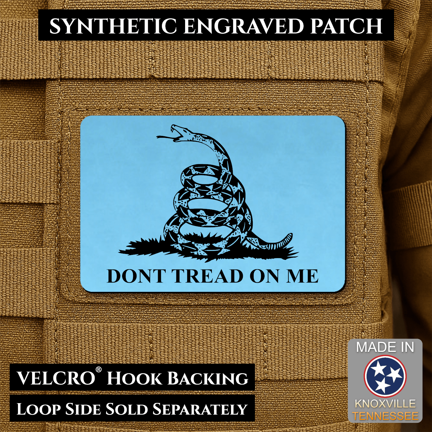 Gadsden Flag “Don’t Tread on Me” Engraved Morale Patch – 2” x 3” Hook & Loop Tactical Patch | Made in USA - LoneStar Adhesive