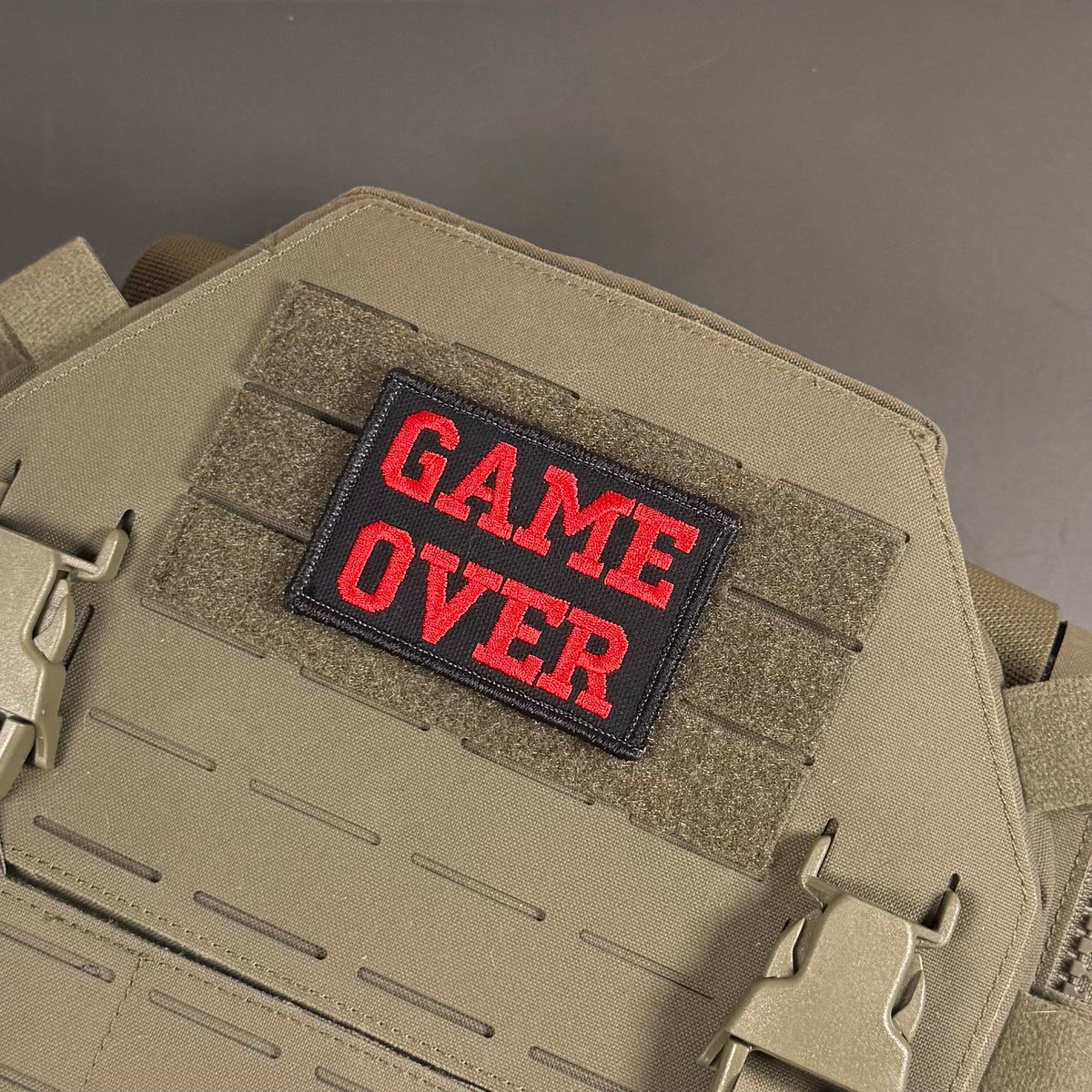 Game Over Funny Gamer Morale Patch, 2x3" | Made in USA | VELCRO® Brand Hook Backing - LoneStar Adhesive