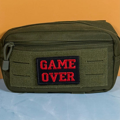 Game Over Funny Gamer Morale Patch, 2x3" | Made in USA | VELCRO® Brand Hook Backing - LoneStar Adhesive