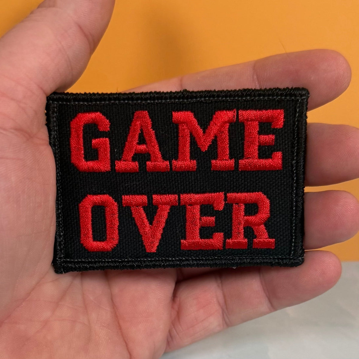 Game Over Funny Gamer Morale Patch, 2x3" | Made in USA | VELCRO® Brand Hook Backing - LoneStar Adhesive