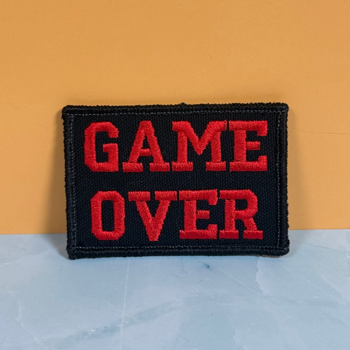 Game Over Funny Gamer Morale Patch, 2x3" | Made in USA | VELCRO® Brand Hook Backing - LoneStar Adhesive