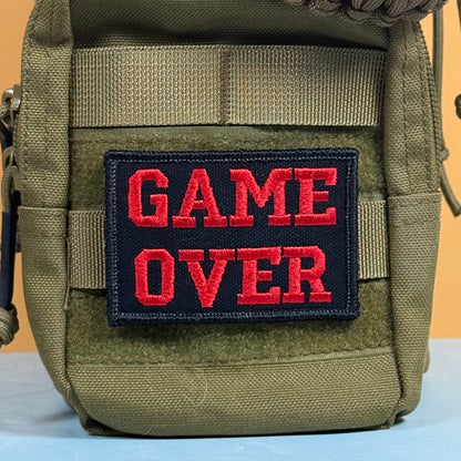 Game Over Funny Gamer Morale Patch, 2x3" | Made in USA | VELCRO® Brand Hook Backing - LoneStar Adhesive