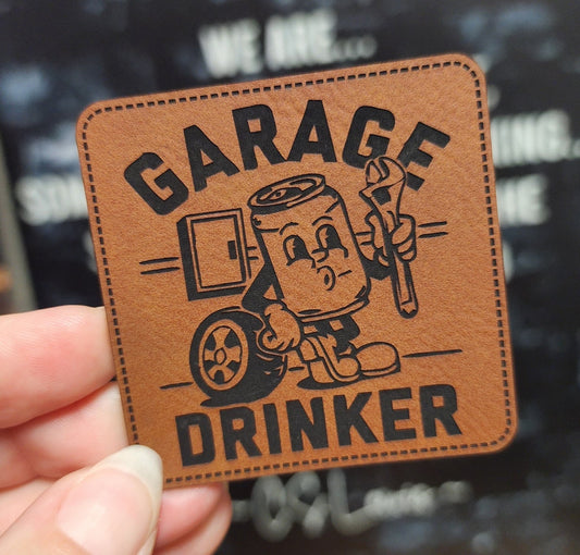 Garage Life and Drinking Engraved Leatherette Hat Patch - MR01 - LoneStar Adhesive