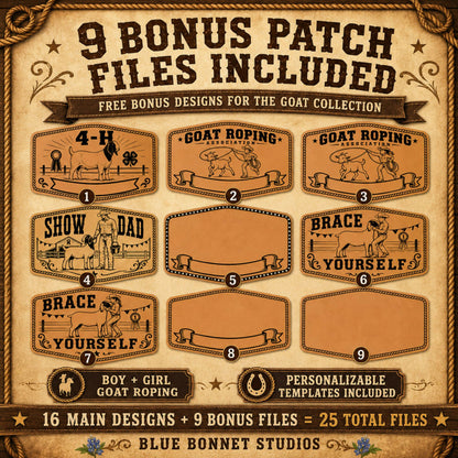 Goat Livestock Show SVG Bundle, 16 Western Hat Patch Designs, 4H FFA Goat Show Laser Files, Leatherette Patch Digital Download