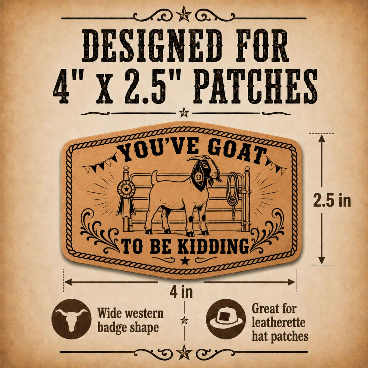 Goat Livestock Show SVG Bundle, 16 Western Hat Patch Designs, 4H FFA Goat Show Laser Files, Leatherette Patch Digital Download - LoneStar Adhesive