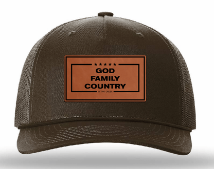 "GOD, FAMILY,COUNTRY" Leatherette Patches - LoneStar Adhesive