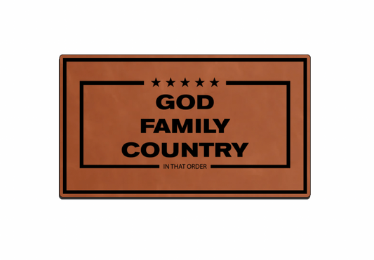 "GOD, FAMILY,COUNTRY" Leatherette Patches - LoneStar Adhesive