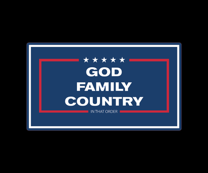 "GOD, FAMILY,COUNTRY" UV Printed Patches. (NAVY) - LoneStar Adhesive