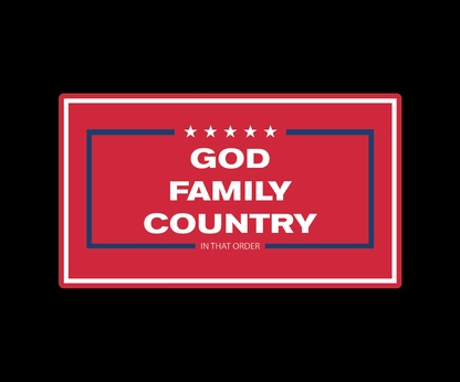 "GOD, FAMILY,COUNTRY" UV Printed Patches. (RED) - LoneStar Adhesive