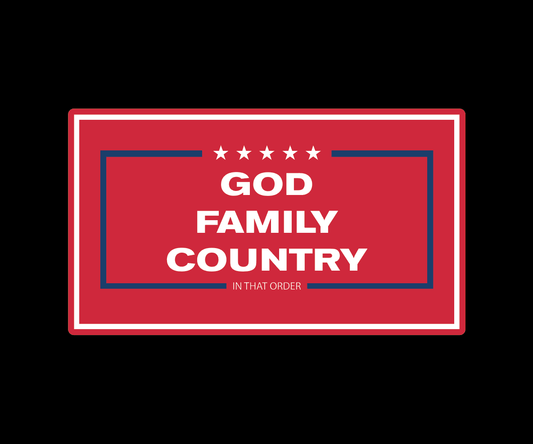 "GOD, FAMILY,COUNTRY" UV Printed Patches. (RED) - LoneStar Adhesive