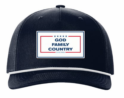 "GOD, FAMILY,COUNTRY" UV Printed Patches. (WHITE) - LoneStar Adhesive