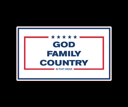 "GOD, FAMILY,COUNTRY" UV Printed Patches. (WHITE) - LoneStar Adhesive