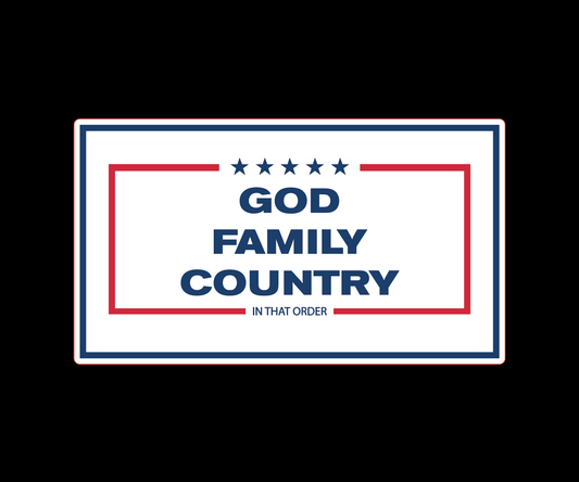 "GOD, FAMILY,COUNTRY" UV Printed Patches. (WHITE) - LoneStar Adhesive