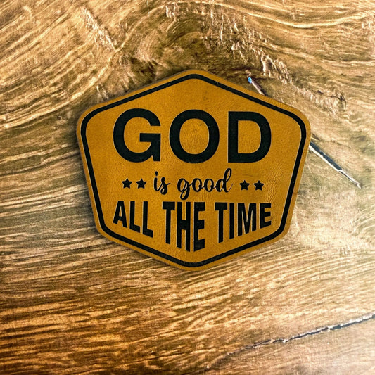 God Is Good – Laser Engraved Leather Patch - LoneStar Adhesive