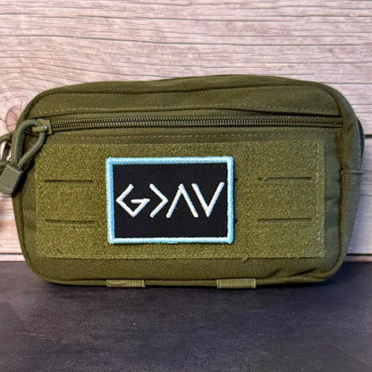 God Is Greater Than the Highs and Lows Morale Patch, 2x3" | Made in USA | VELCRO® Brand Hook Backing - LoneStar Adhesive