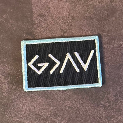God Is Greater Than the Highs and Lows Morale Patch, 2x3" | Made in USA | VELCRO® Brand Hook Backing - LoneStar Adhesive