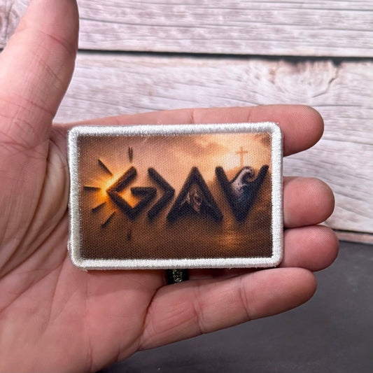 God Is Greater Than the Highs and Lows Morale Patch | Made in USA | VELCRO® Brand Hook Backing - LoneStar Adhesive