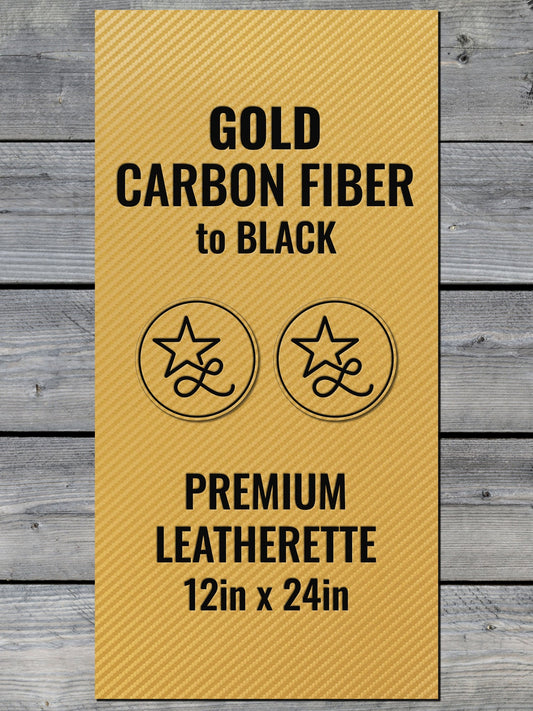 Gold Carbon Fiber / Black Durra-Bull Premium Leatherette™ Sheets - #LoneStar Adhesive#