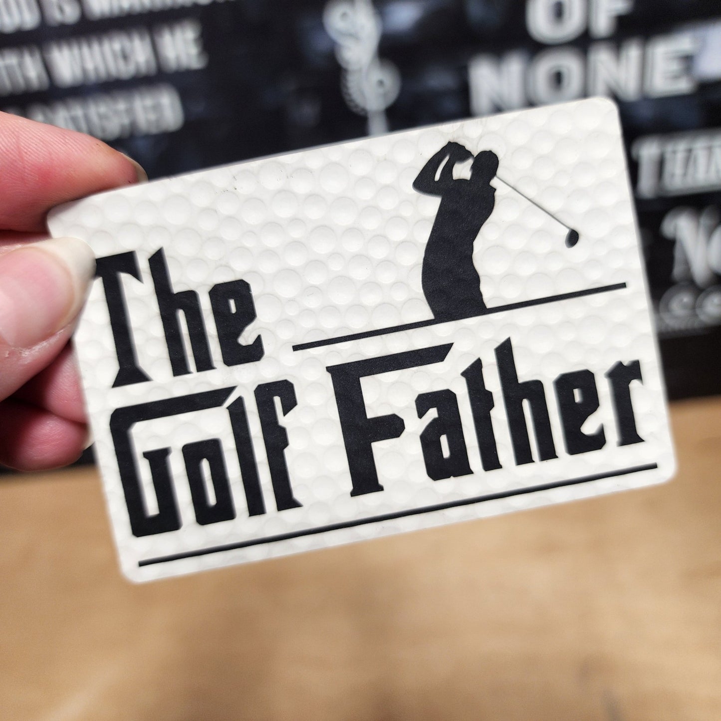 Golf Father Engraved Leatherette Hat Patch - MR01 - LoneStar Adhesive