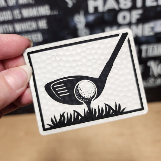 Golf Swing Engraved Leatherette Hat Patch - MR01 - LoneStar Adhesive