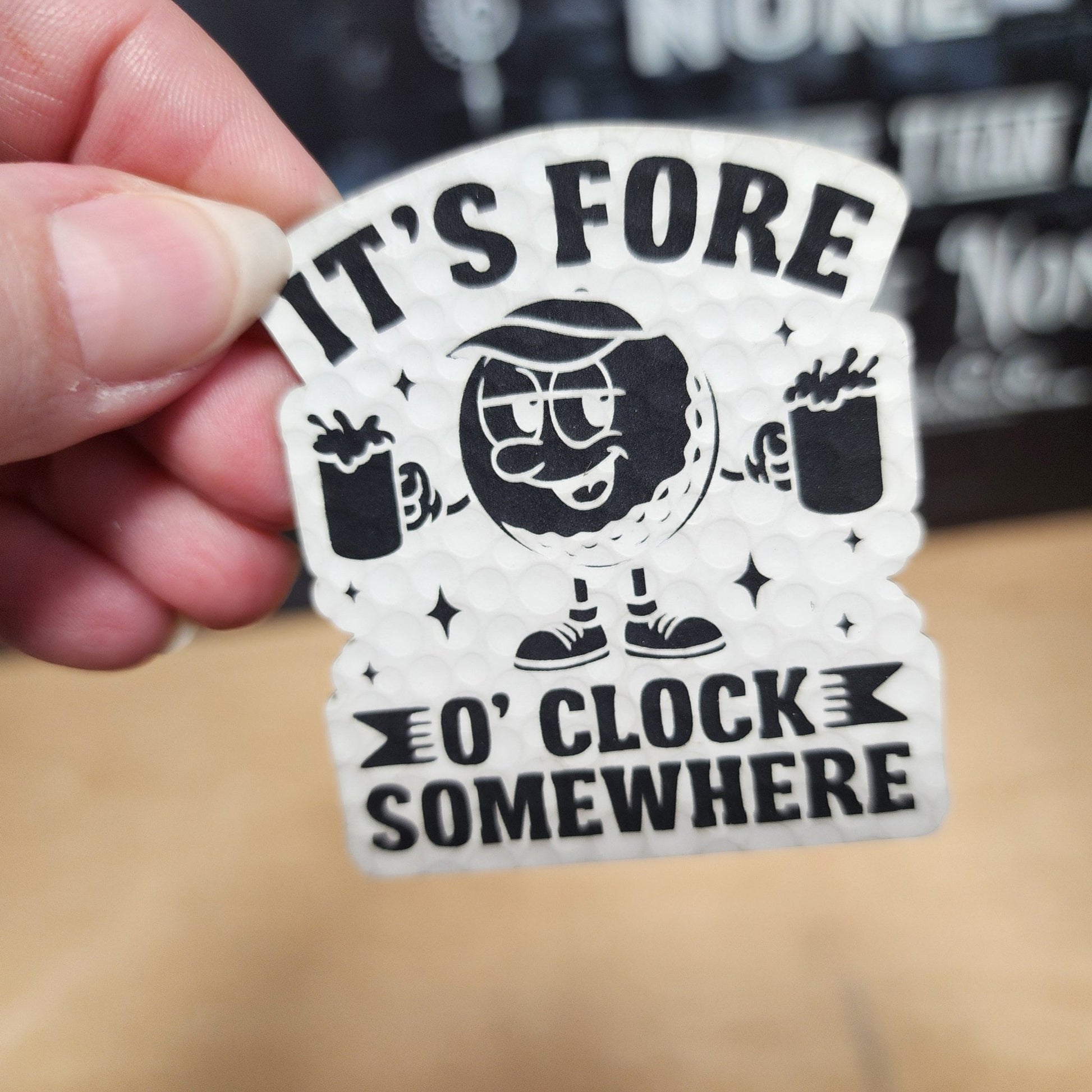 Golf Time Fore O'Clock Engraved Leatherette Hat Patch - MR01 - LoneStar Adhesive