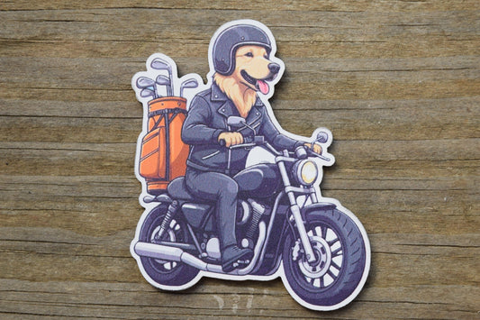 "Golfing Biker Dog" UV Printed Patches - LoneStar Adhesive