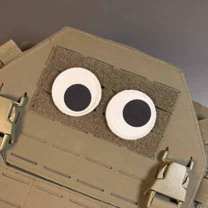 Googly Eyes Funny Morale Patch Set, 2" Round | Made in USA | VELCRO® Brand Hook Backing - #LoneStar Adhesive#