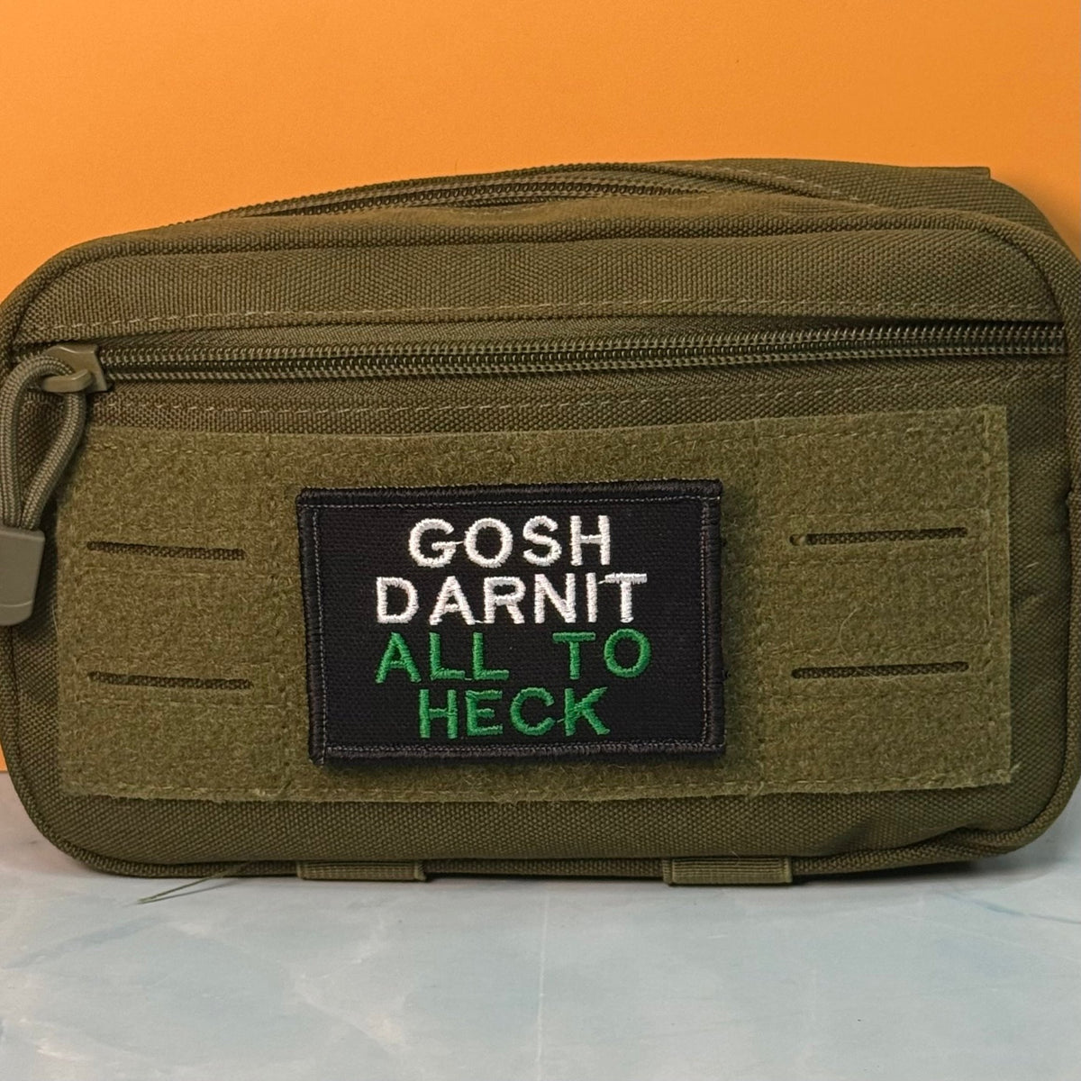 Gosh Darnit All To Heck, Polite Swearing Funny Morale Patch, 2x3" | Made in USA | VELCRO® Brand Hook Backing - LoneStar Adhesive
