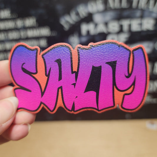 Graffiti Salty UV Printed Leatherette Hat Patch - MR01 - LoneStar Adhesive